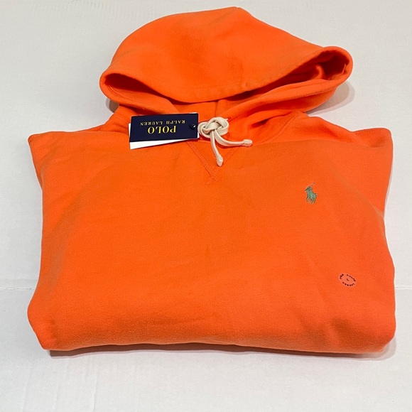 Polo by Ralph Lauren Orange Fleece hoodie Large. - Picture 5 of 6